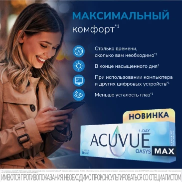 Контактные линзы 1Day Acuvue Oasys MAX (30 шт)